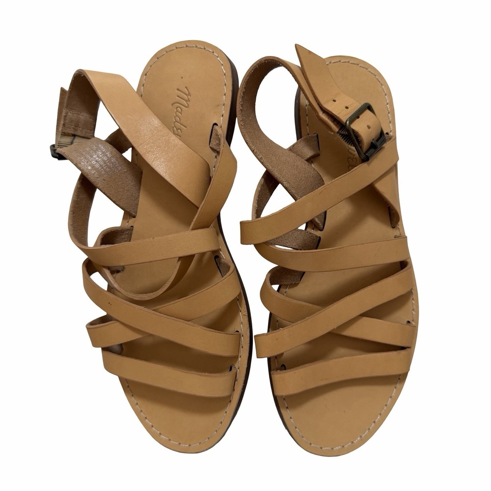 Madewell Womens Leather Strappy Sandals Size 6 Light Brown Beach Travel Vacation